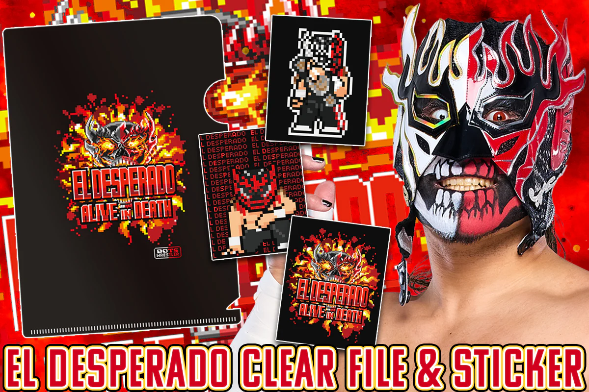 エル・デスペラード「dotswrestler」クリアファイル&ステッカー3枚1セット(ALIVE IN DEATH)