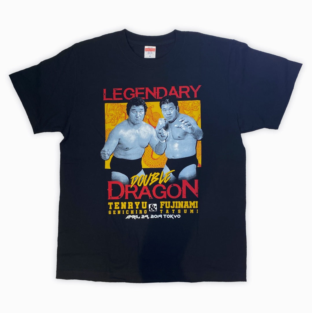 天龍源一郎x藤波辰爾 Tシャツ (ブラック)