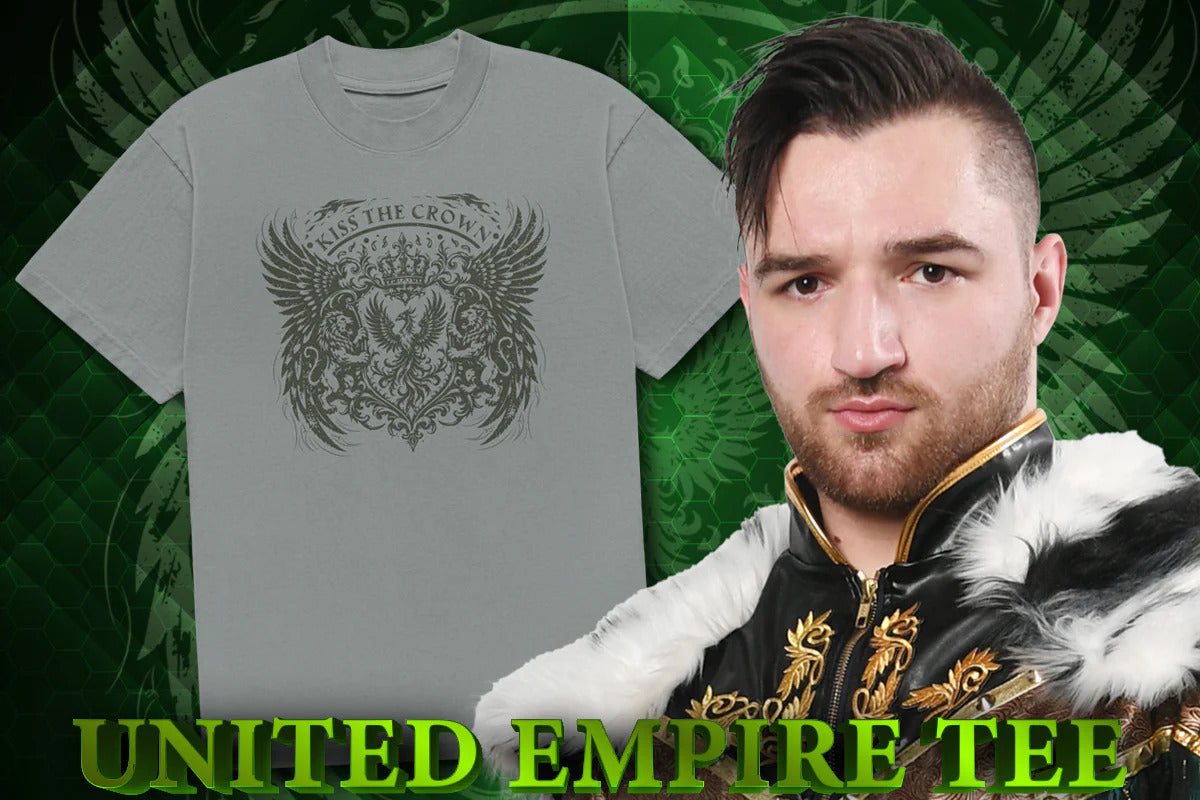 UNITED EMPIRE「KISS THE CROWN」Tシャツ(モスグレー)