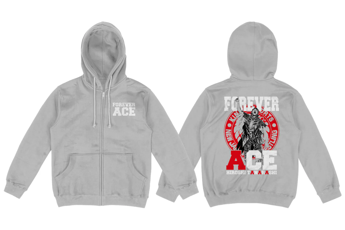 棚橋弘至「FOREVER ACE」ジップアップパーカー（ミックスグレー