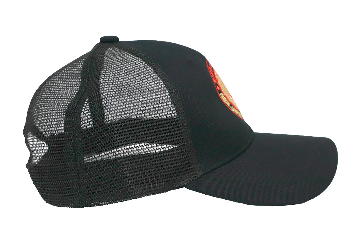 ライオンマーク メッシュキャップ（2025・ブラック×レッド×ゴールド）