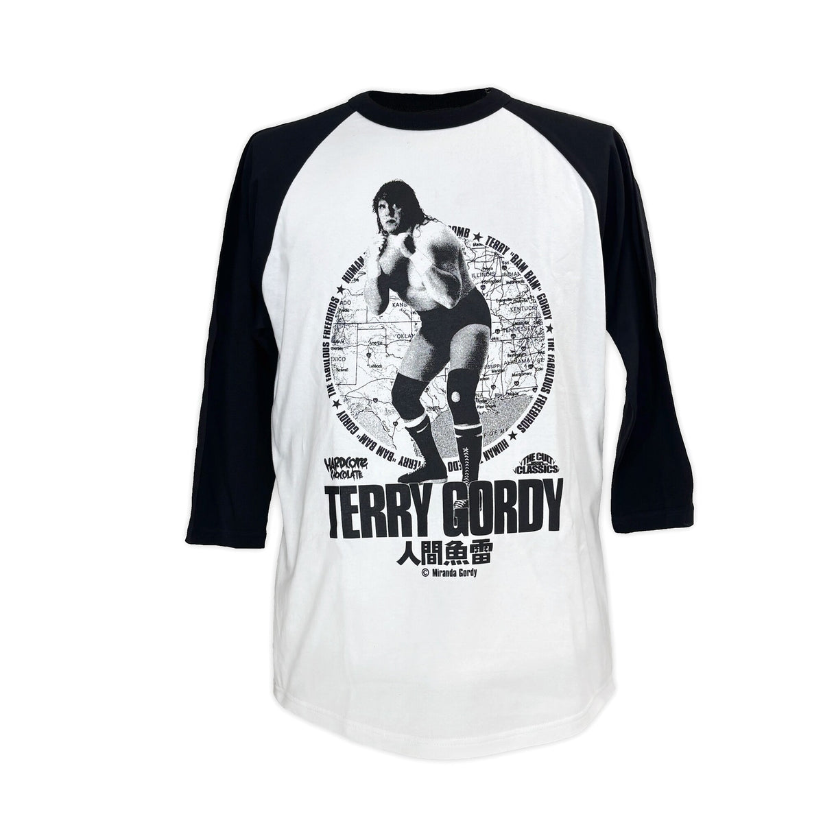 テリー・ゴディ7分袖ラグランTシャツ（南部ブラック×ホワイト 