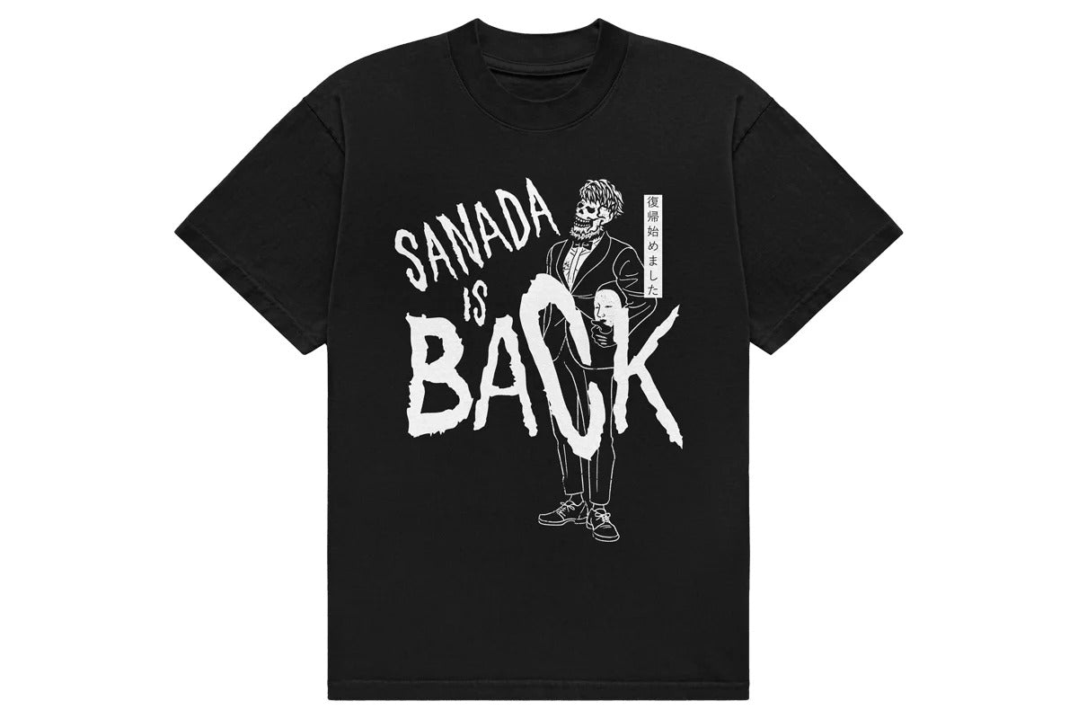 SANADA「SANADA IS BACK」Tシャツ（ブラック×ホワイト）