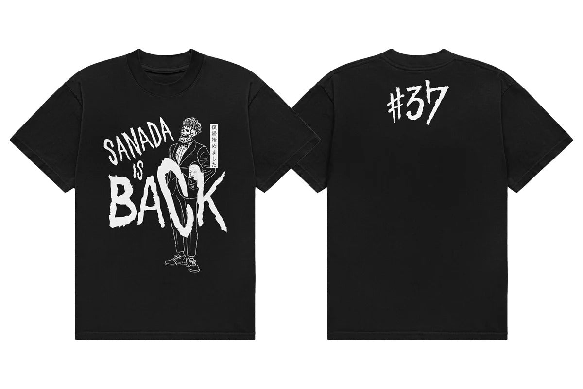 SANADA「SANADA IS BACK」Tシャツ（ブラック×ホワイト）