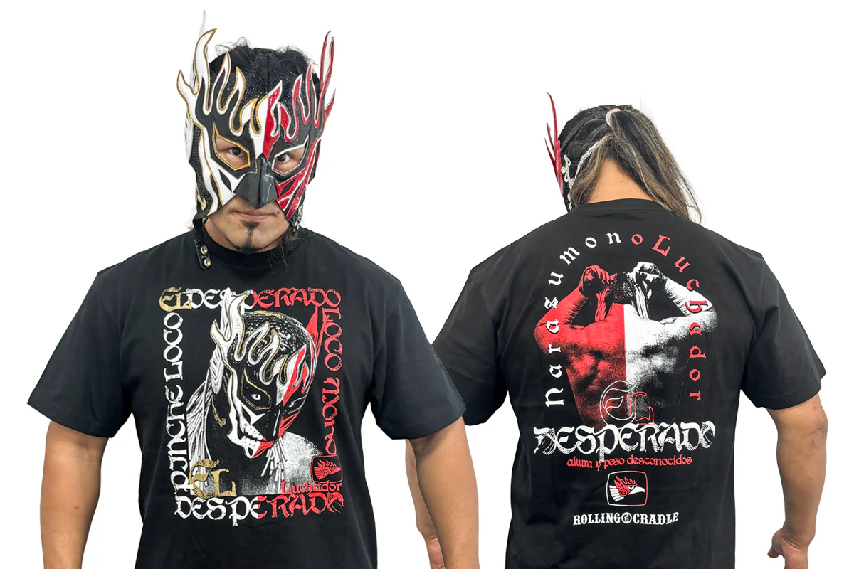 エル・デスペラード×ROLLING CRADLE コラボTシャツ（ブラック×ホワイト×レッド）