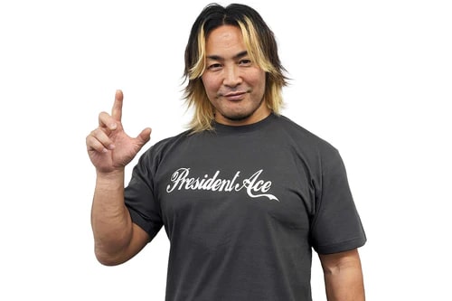 棚橋弘至 PRESIDENT ACE Tシャツ (チャコールグレー)