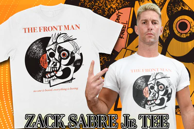 ザック・セイバー Jr.「THE FRONT MAN」Tシャツ（ホワイト）